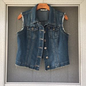 Cato distressed blue jean vest